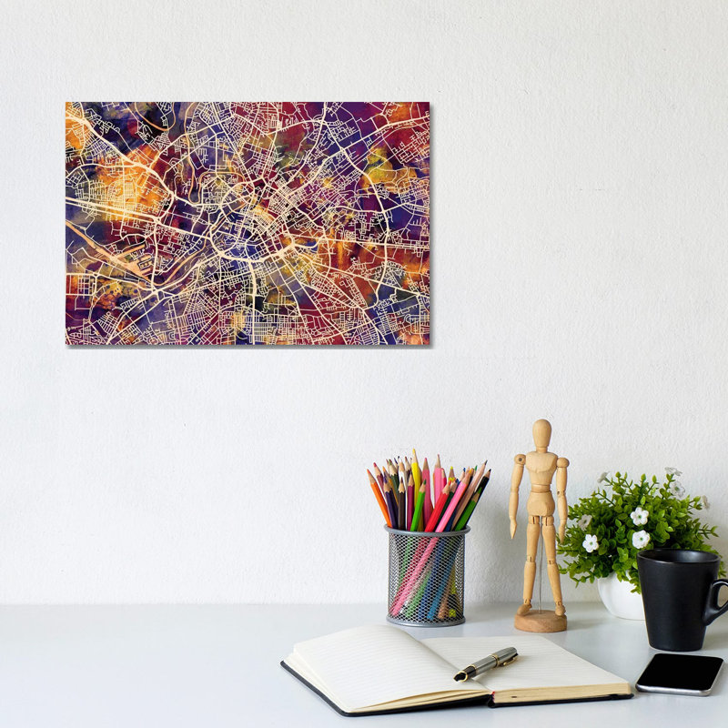 Manchester England Street Map I by Michael Tompsett - Wrapped Canvas Gallery-Wrapped Canvas Giclée, 20.32 cm H x 30.48 cm W