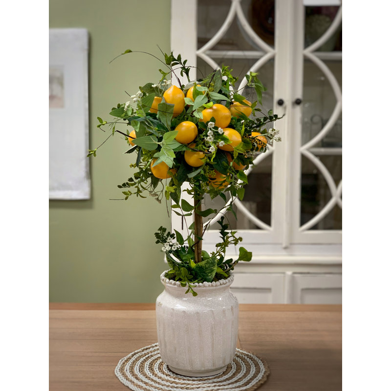 Faux Lemon Tree in Ceramic Planter