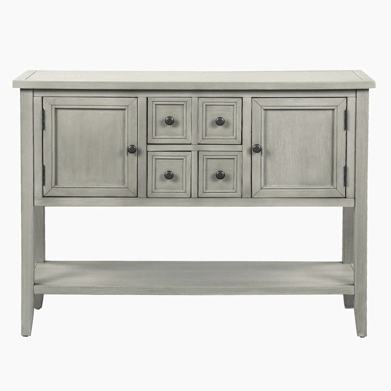 Armoire d'appoint en bois massif Delfausse, Gris antique