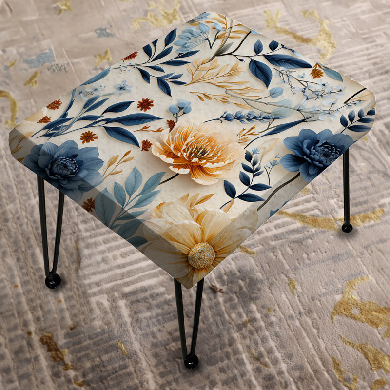 Mediterranean Flora Botanical Pattern - Floral Rectangle Ottoman