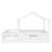 Twin Size Floor Bed With Guardrails And Roof, Kids House Floor Bed With A Small Built-In Tray And Free-Installed Signboard, Childlike Design, White-472464054-472464052