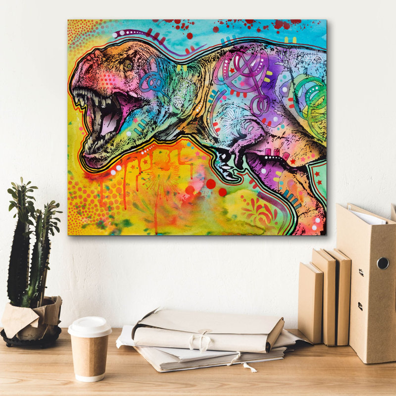 «T Rex 2» par Dean Russo, art mural sur toile, H 20 po x l 24 po x P 0,75 po