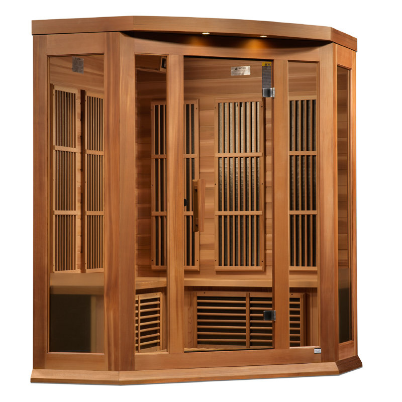 Dynamic Saunas 3-Person Near Zero EMF FAR IR Corner Sauna in Canadian Cedar				