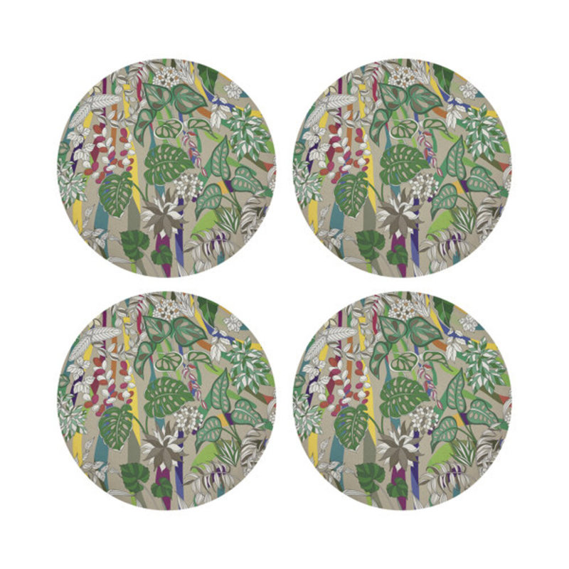 Sabi Jungle Vegan Leather Round Pebble Placemat, Beige