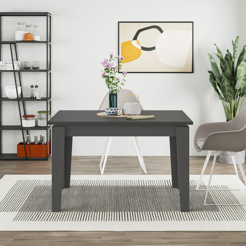 Tolmen Rectangular Extendable Dining Table - 120 to 170 cm, Anthracite, 75cm H x 170cm L x 80cm D