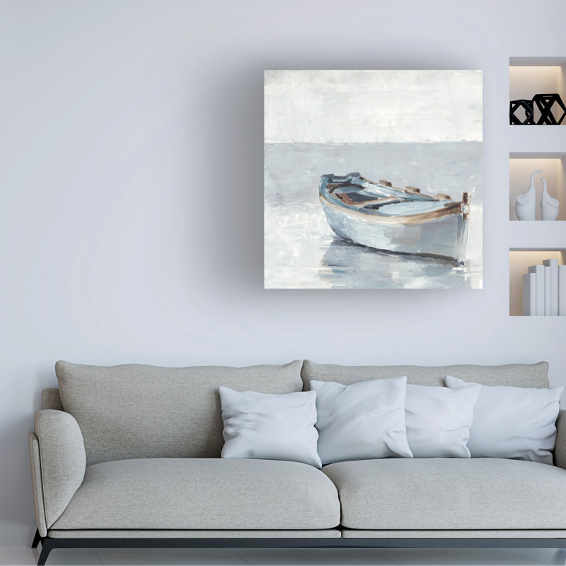 Reflected Horizon I Light Blue and White Canvas Art