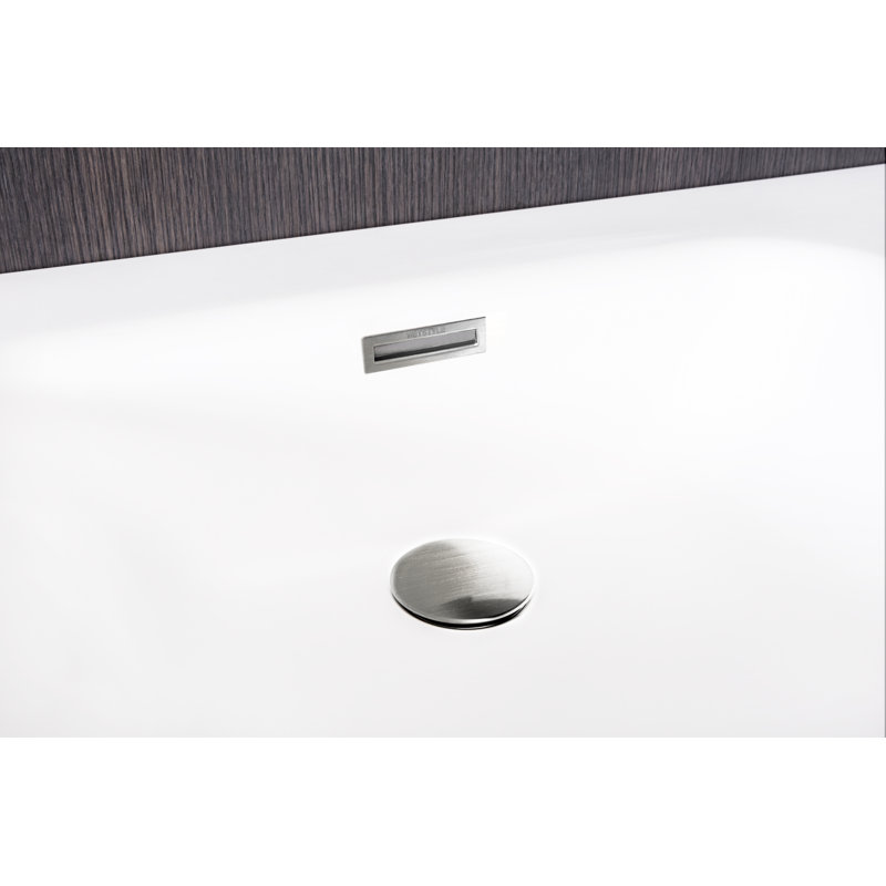Straight 58.94'' L Soaking Bathtub, White True High Gloss, Polish Chrome