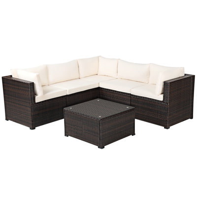 Ensemble de meubles de patio en rotin 6 pièces Patiojoy