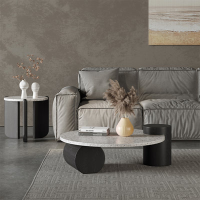 Table basse italienne ronde en terrazzo