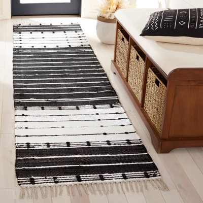 Dawsonville Striped Kilim 202 Area Rug In Black / IvorySTK202Z
