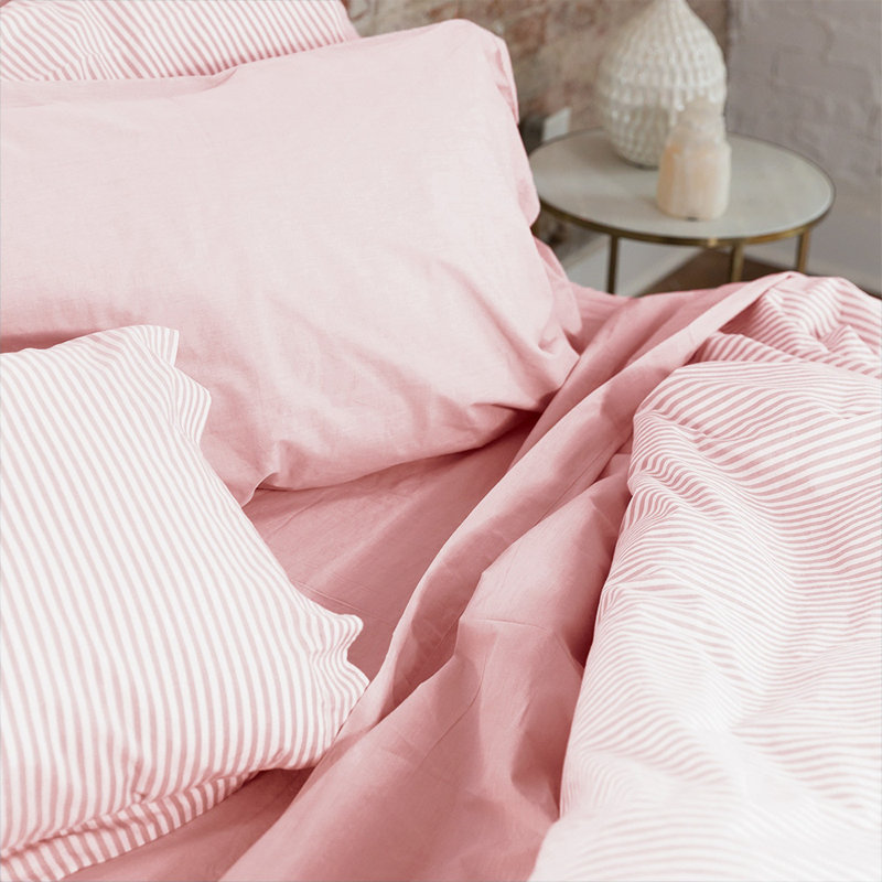 Melange Blush Queen Sheet Set 200TC, Queen Sheet Set with 2 Pillowcases, Blush