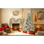 Couronne de Noël enneigée avec guirlande de Noël et sapin de Noël, 3 décorations de Noël enneigées avec lumières DEL chaudes, guirlande de 9 pi, couronne de Noël, arbre de Noël de 6 pi