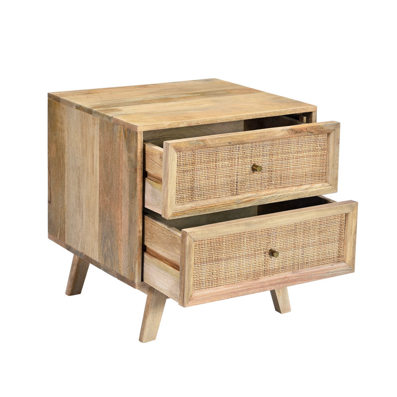 Shriya 55cm W Solid Wood Bedside Table