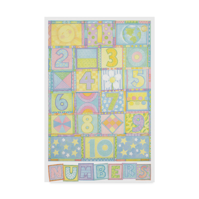 « chiffres pastel », art encadré, H 47 po x l 30 po x P 2 po
