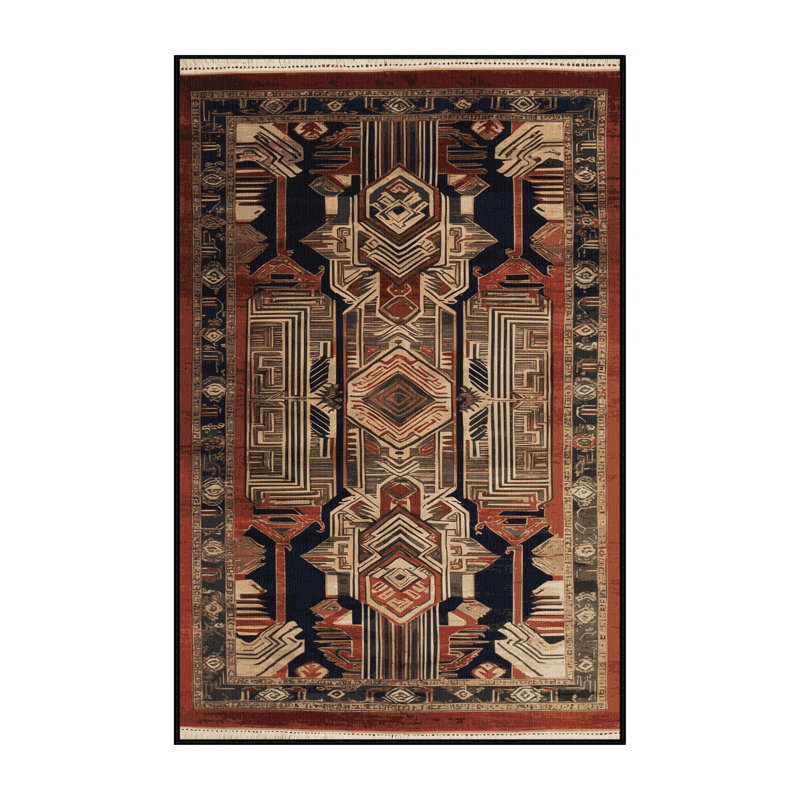 Machine Washable Art Deco Brown Area Rug, Runner 2' x 4'
