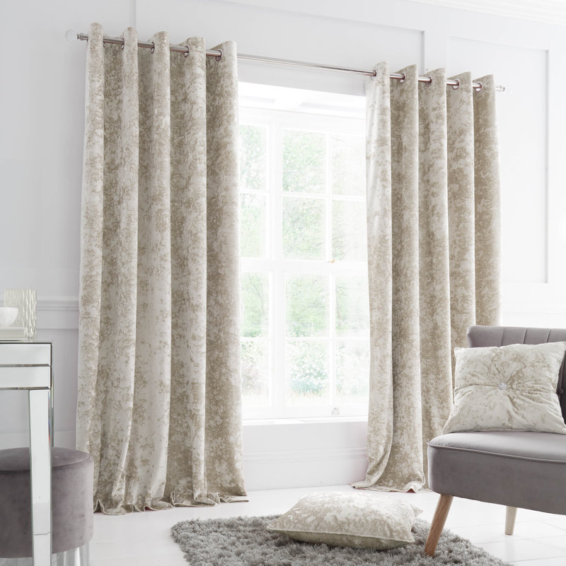 Crushed Velvet Eyelet Sheer Curtains, Blush Pink, 66 x 54 Inch