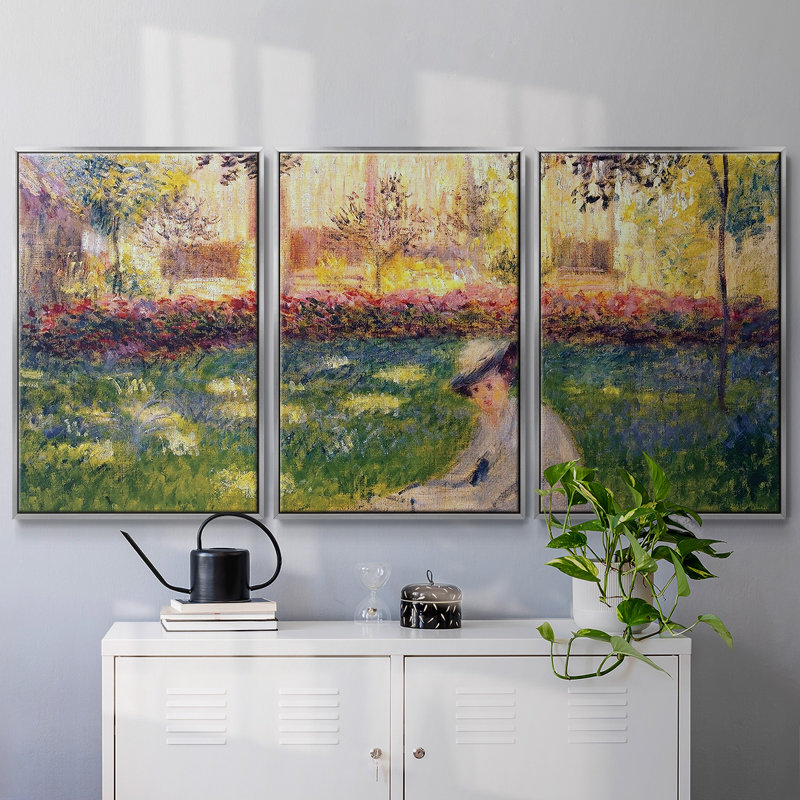 3 pièces, reproduction sur toile avec cadre flottant, H 40 po x l 78 po x P 2 po, Argent