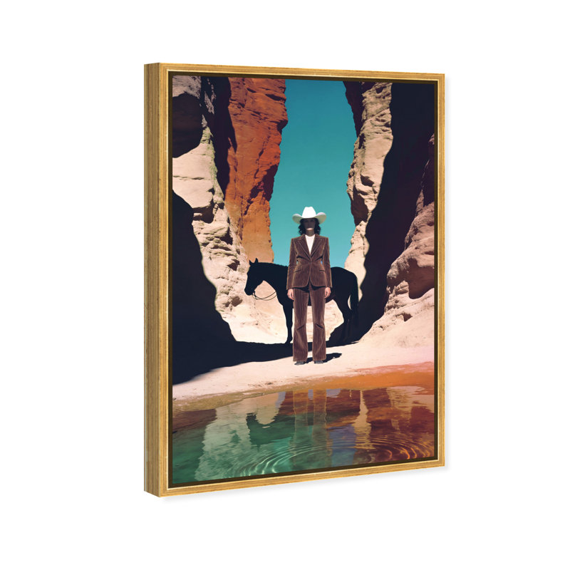 Cowgirl's Surreal Print by Oliver Gal, 17"H x 25"W, Gold Floater Frame