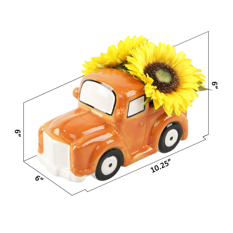 Arrangement floral camion tournesol en pot