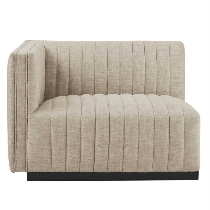 Conjure Channel Tufted Upholstered Fabric Left-Arm Chair, Beige 100% Polyester