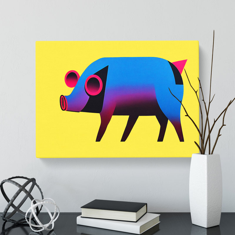 Pig In Abstract - Wrapped Canvas, 50cm H x 76cm W x 3cm D
