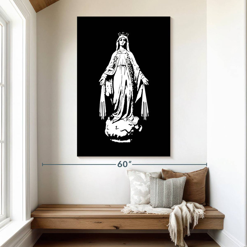Vierge Marie en noir et blanc Adella, H 51 po x l 34 po