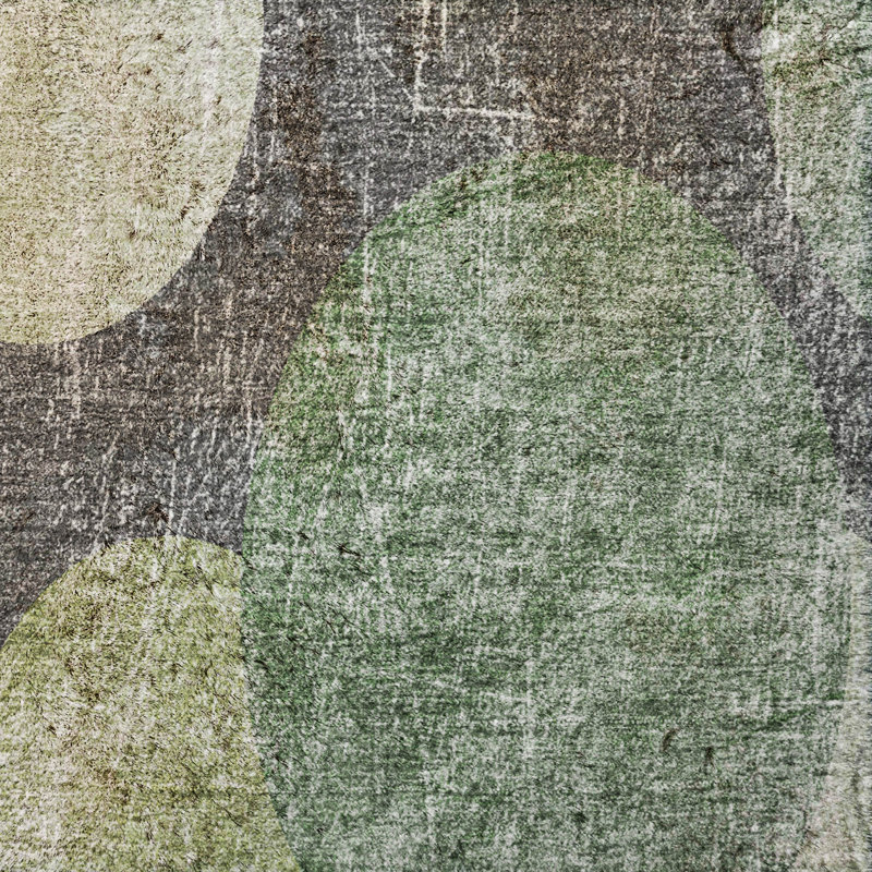 Premium Machine Washable Dream Shag ADS556 Geometric Rug, Green, 8' Round