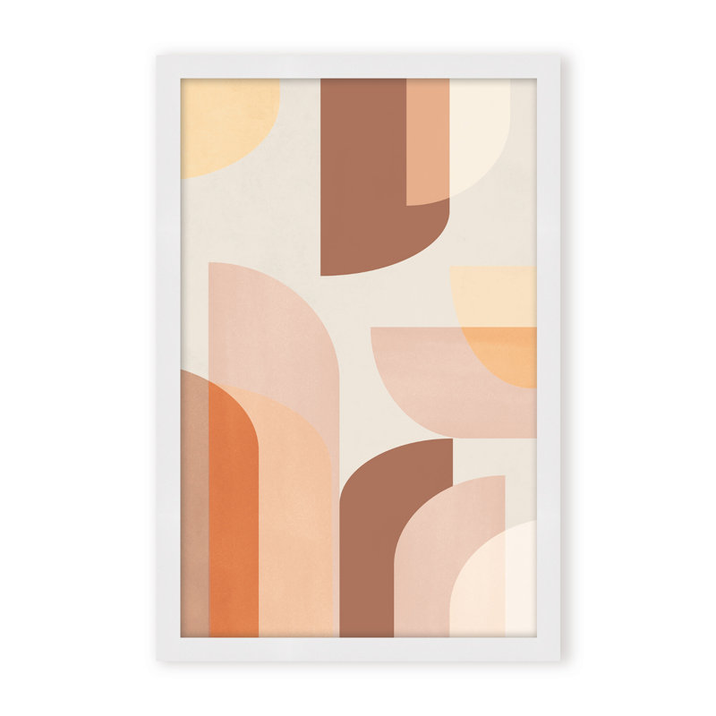 Abstract Retro Geometric by  - Picture Frame Graphic Art on Paper, 24" H x 16" W x 1.125" D, Brown, Framed Matted Print