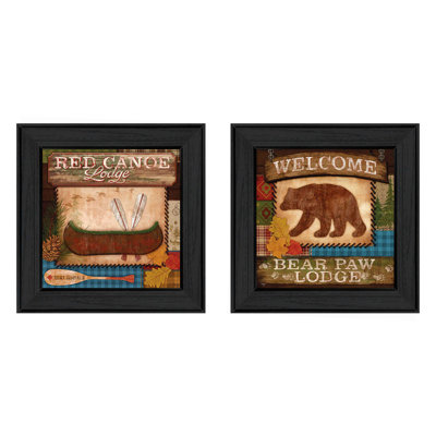«Lodge II Collection», vignette 2 pièces par Mollie B., reproduction d'art mural, affiche prête à accrocher, cadre noir