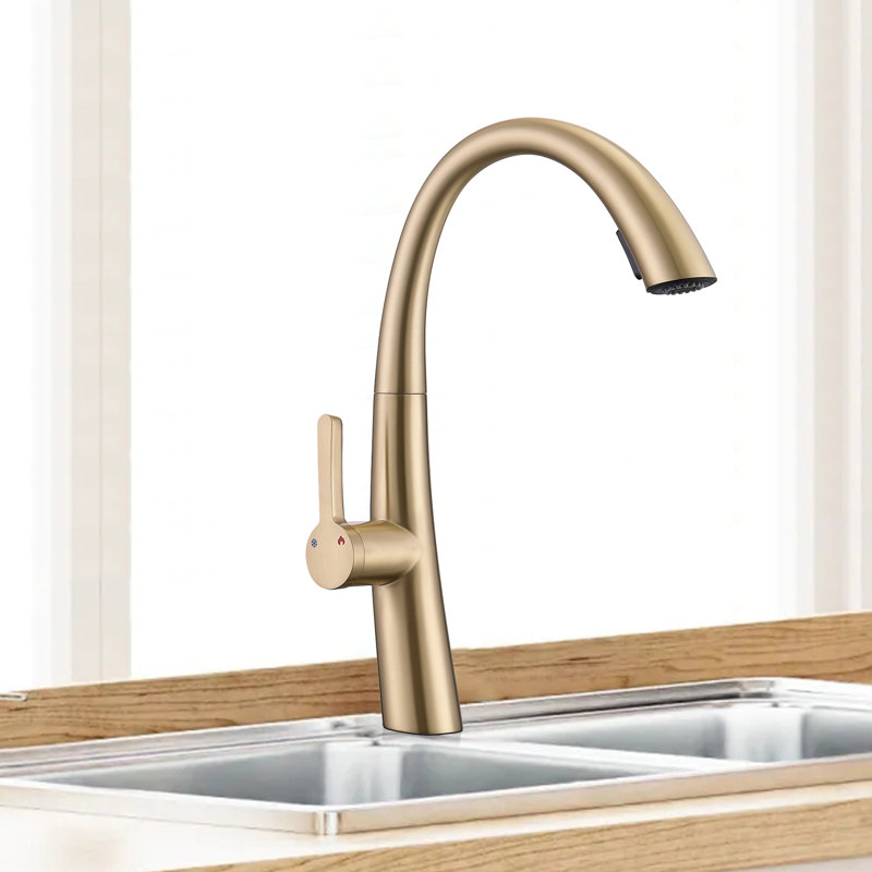 HHK HOME Kitchen Faucet, Brushed Gold