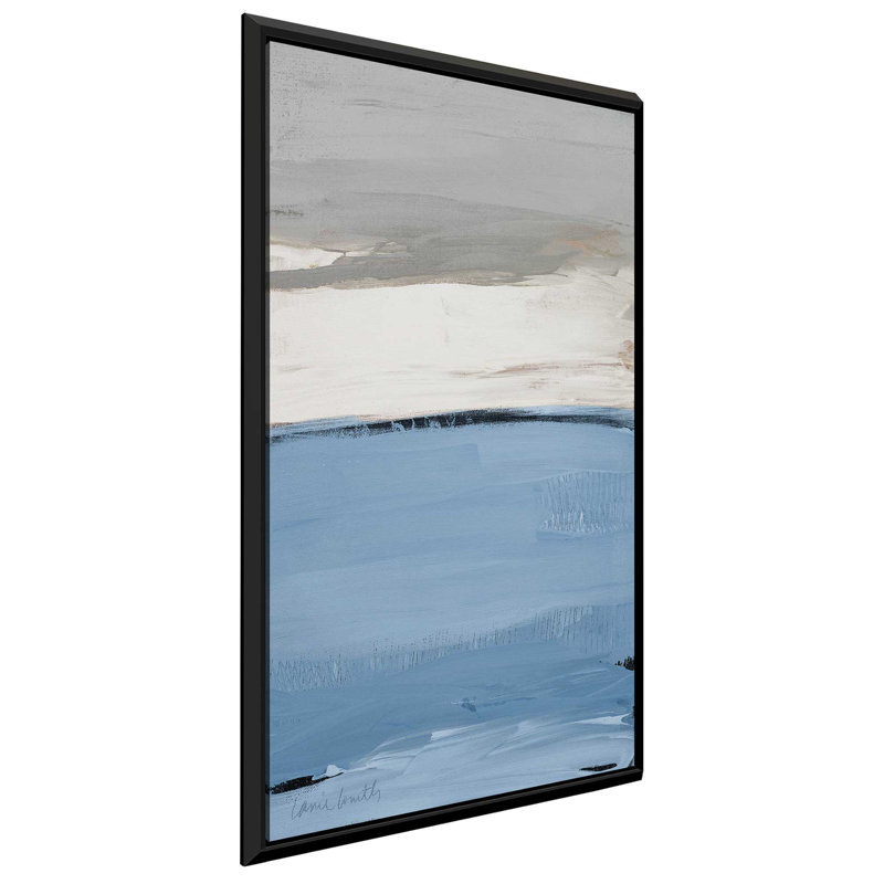 «Blue Flatlands I», reproduction de peinture acrylique sur toile, H 63,5 po x l 39,5 po x P 2 po, Cadre flottant noir