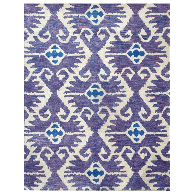 Kouerga bHand Tufted Wool Ikat Rug, Rectangle 2' x 3'