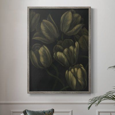 Reproduction encadrée de tulipes dorées II - bois massif 2991359