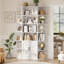 Bibliothèque blanche à 6 niveaux, bibliothèque de 47 pouces avec armoire de rangement, maison de campagne moderne-322103356