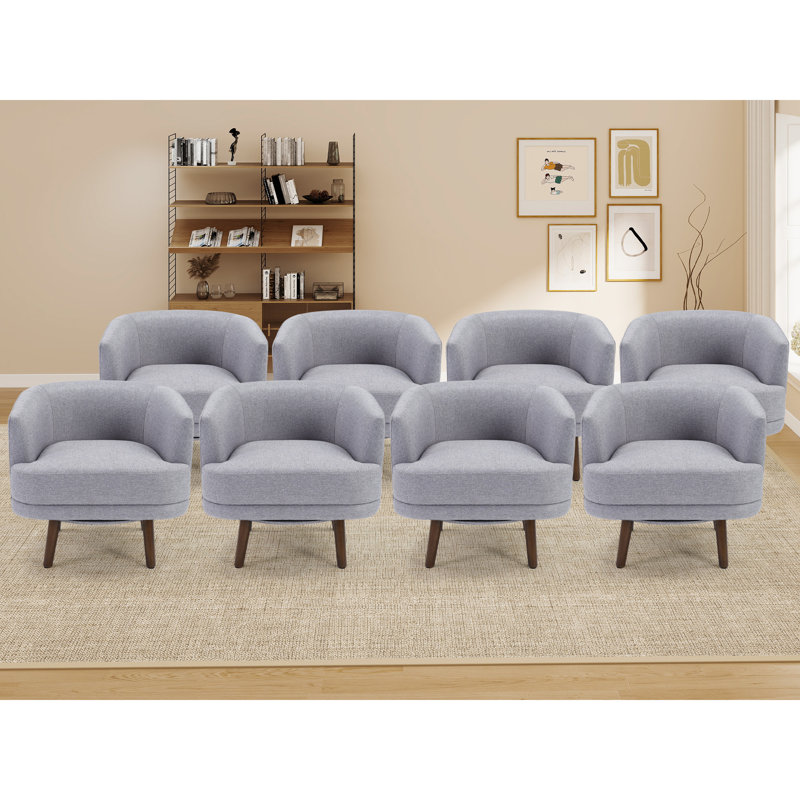 28.8'' Wide Modern Comfort Upholstered Swivel Living Room Accent Armchair With Solid Wood Legs, Gray