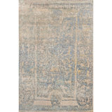 Hand Knotted Abstract Area Rug in Beige/Light Blue/Silver