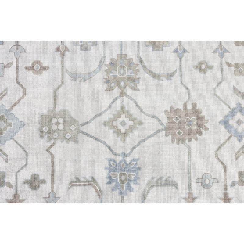 Pearl Hand Knotted Wool Geometric Area Rug, Rectangle 8' x 10'