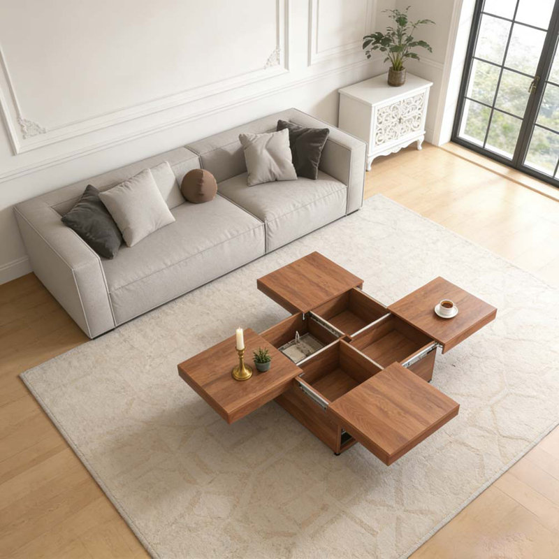 Square Veneer Coffee Table, Walnut