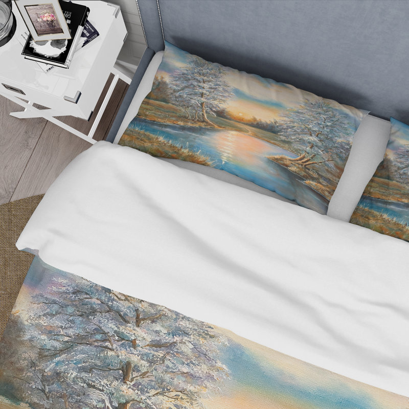 Birches In The Autumn Woods - Ensemble de housse de couette Lake House - Microfibre de polyester
