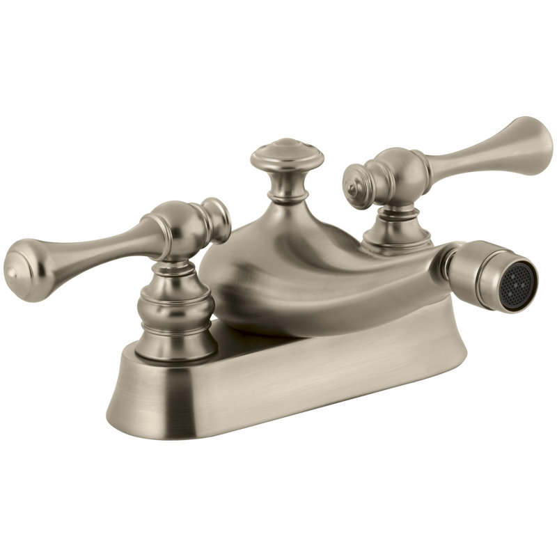 Robinet de bidet pivotant horizontal central à avec poignées leviers traditionnelles Revival, Bronze brossé vibrant