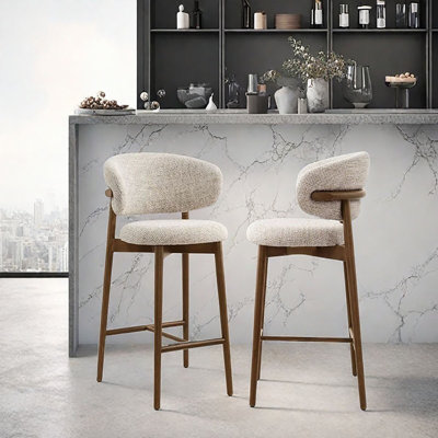 Modern Solid Wood Bar Stool With Padded Seat
