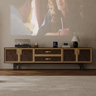 Meuble télé rétro en bois manufacturé noir