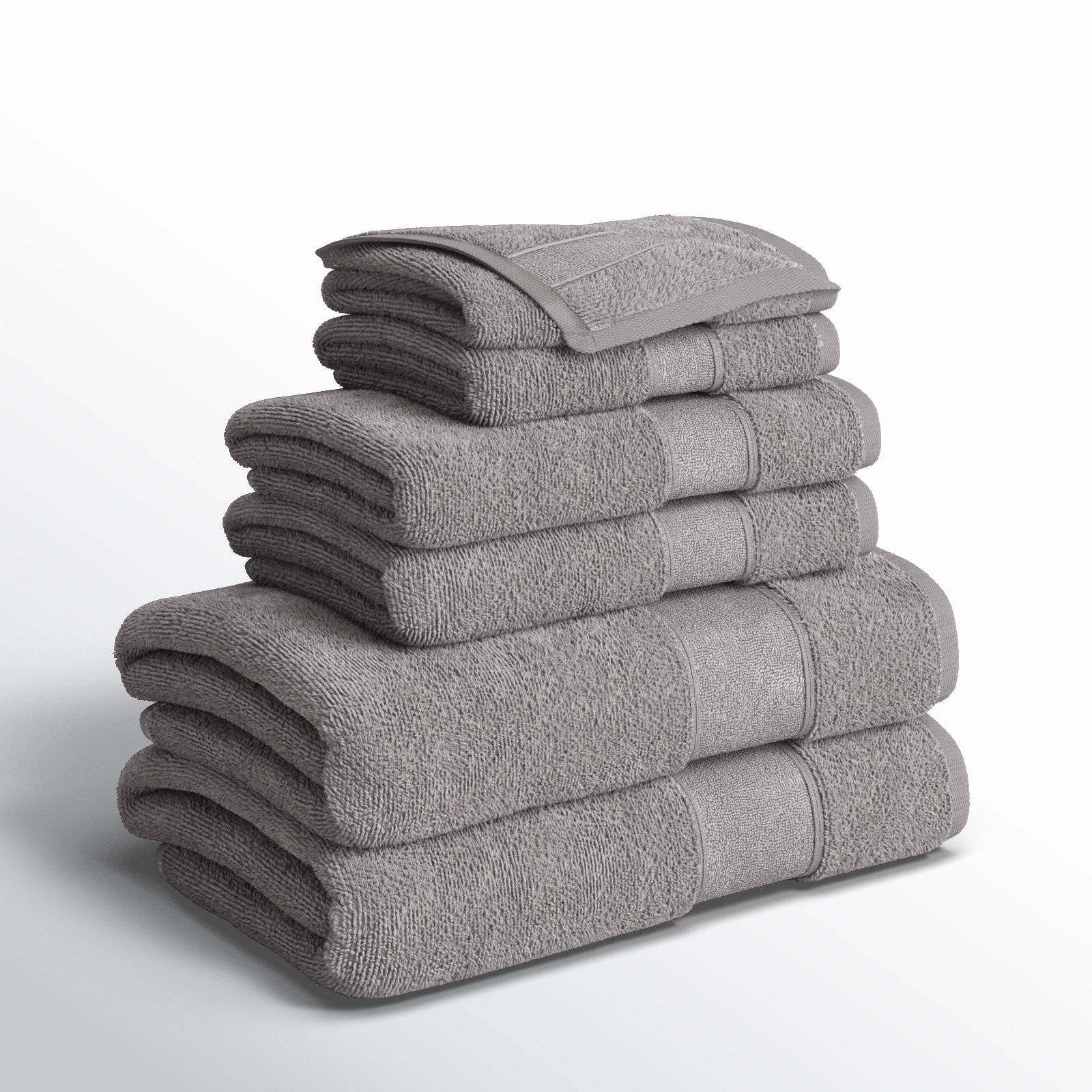 Bidle 6 Piece Turkish Cotton Towel Set, Aluminium