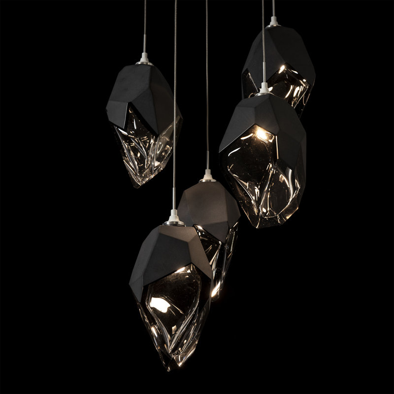 Chrysalis 5 - Light Cluster Pendant, White, 15" - 80", Black