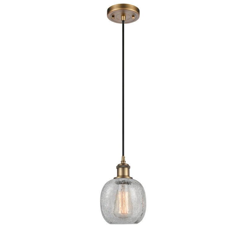 Carlucci 1 - Light Single Pendant, Clear Crackle, Brushed Brass