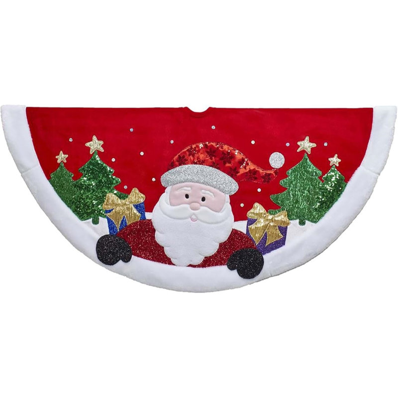 Jupe d'arbre de Noël avec motif de père Noël Kurt Adler, rouge, 48 po