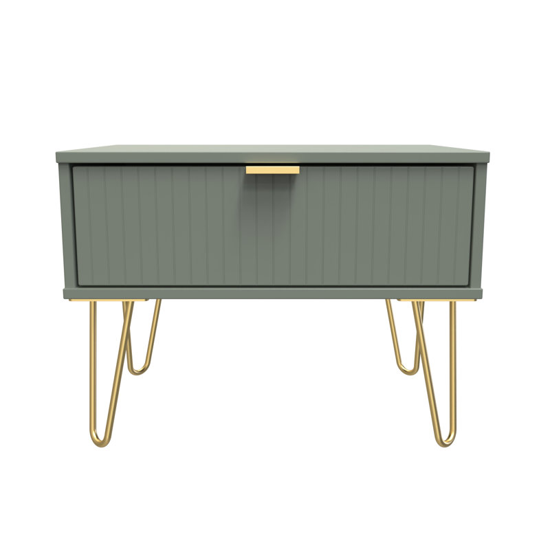 Talita 1 Drawer Wide Side Table, Green/Gold
