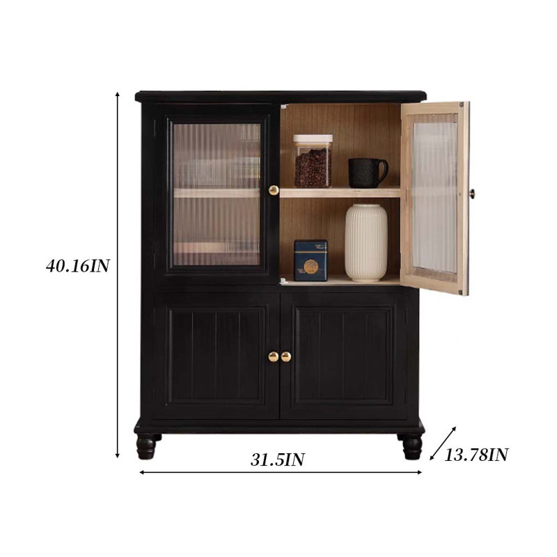 Black Solid Wood Storage Bookcase
