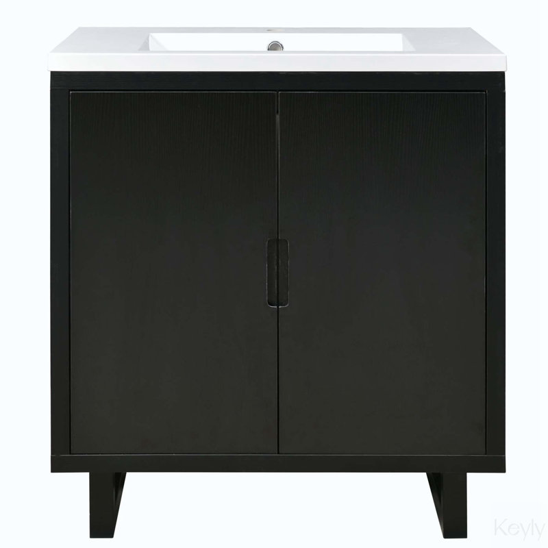Jairon 29.5'' Single Bathroom Vanity with Resin Top, Black