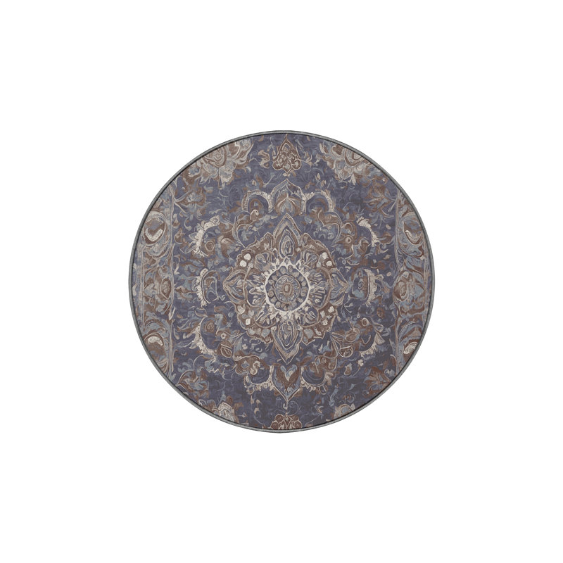 Machine Washable Pink Area Rug, Round 5'